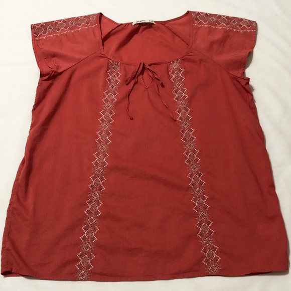 Old Navy Women’s S/S Orange Boho Peasant Top with Embroidery and Neck Ties - M - Picture 8 of 16